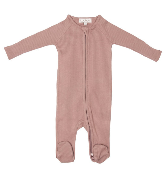 Long Sleeve Romper with Feet | Rose