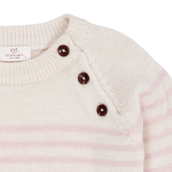 Ullarpeysa | Merino Clasic Striped Dusty Rose