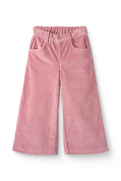 Flauelisbuxur | Corduroy w.Wide Leg & Emb.