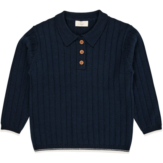 Polo Peysa | Merino Navy Cream Combi