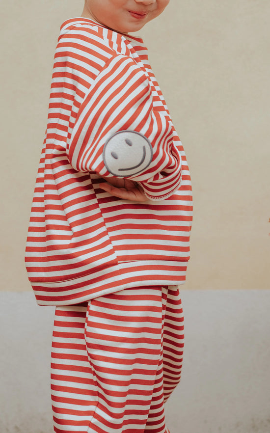 Buxur | Alvin Stripe Pompeian Red/Sandshell