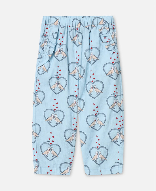 Buxur | Colombe Ruffle Pant Dream Blue AOP