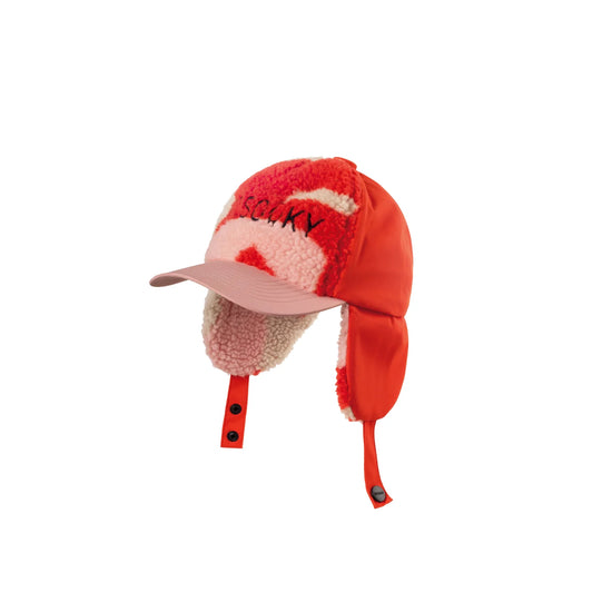 Húfa | Happy Clam Poppin Red&Printed Teddy
