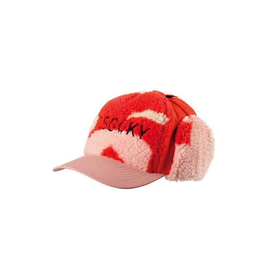 Húfa | Happy Clam Poppin Red&Printed Teddy