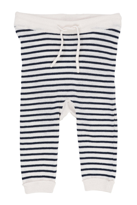 Leggings | Striped Cream Navy Comb