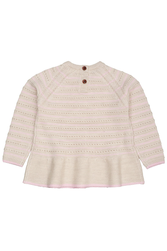 Ullarpeysa | Frill Pattern Cream&Bubblegum