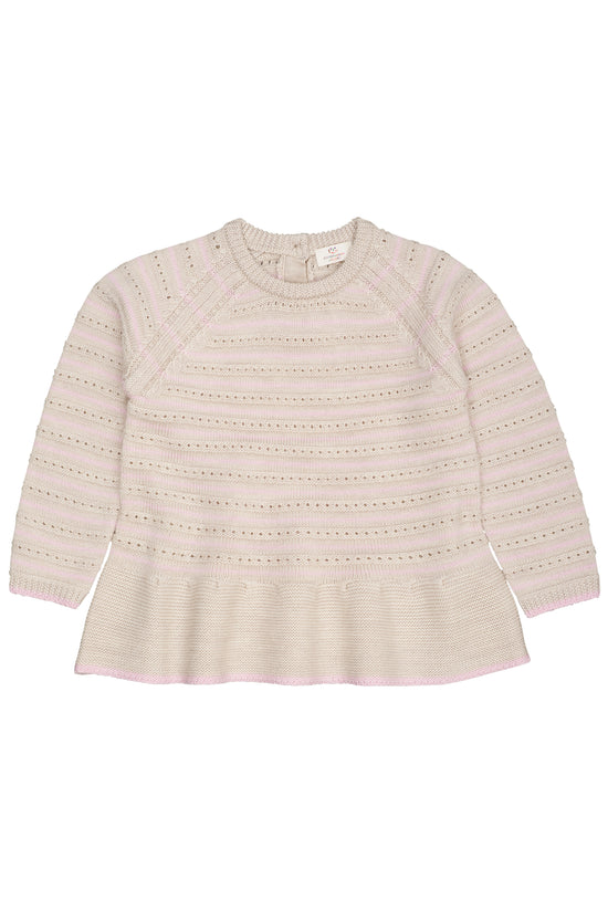 Ullarpeysa | Frill Pattern Cream&Bubblegum
