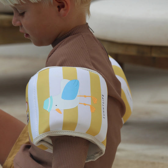 Handakútar Neoprene | Sid the Seagull Mustard Stripe