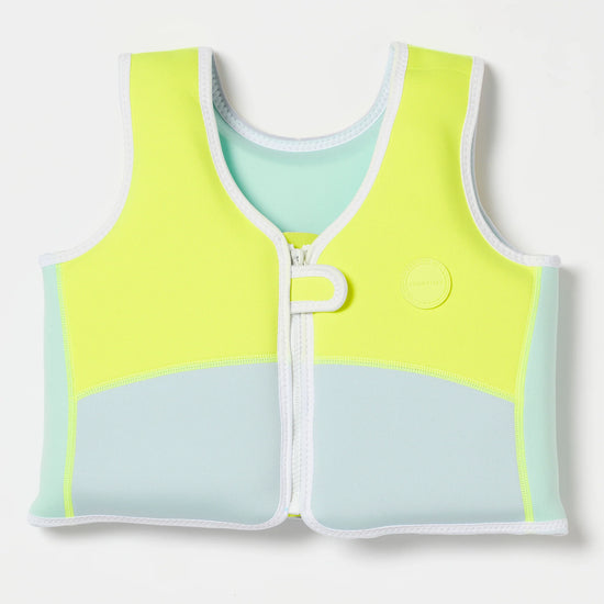 Sundvesti 3-6 Ára | Salty Shark Aqua Neon Yellow