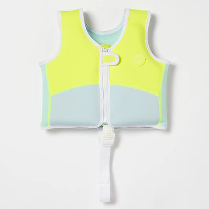 Sundvesti 2-3 Ára | Salty Shark Aqua Neon Yellow