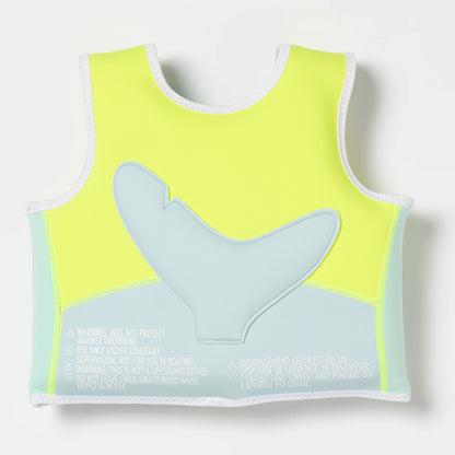 Sundvesti 1-2 Ára | Salty Shark Aqua Neon Yellow