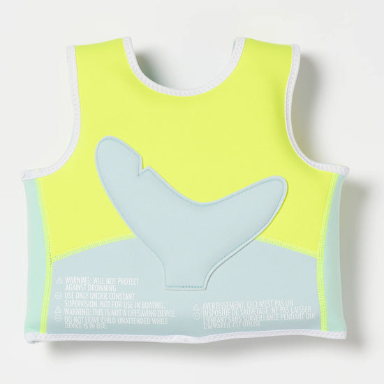 Sundvesti 1-2 Ára | Salty Shark Aqua Neon Yellow