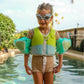 Sundvesti 1-2 Ára | Salty Shark Aqua Neon Yellow