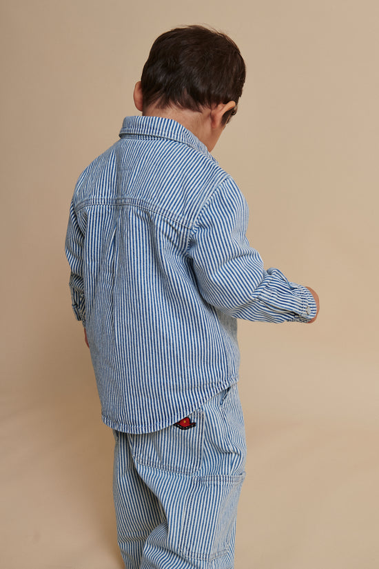 Skyrta | Twill Overshirt Denim Blue Stripe