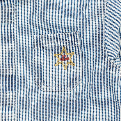Skyrta | Twill Overshirt Denim Blue Stripe