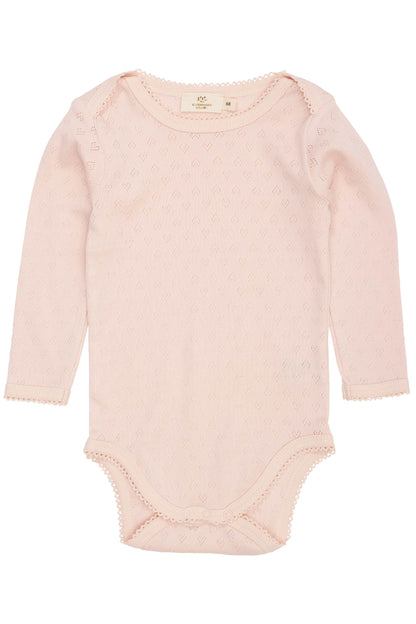 Samfella | Pointelle Heart Lapneck Body LS Dusty Rose