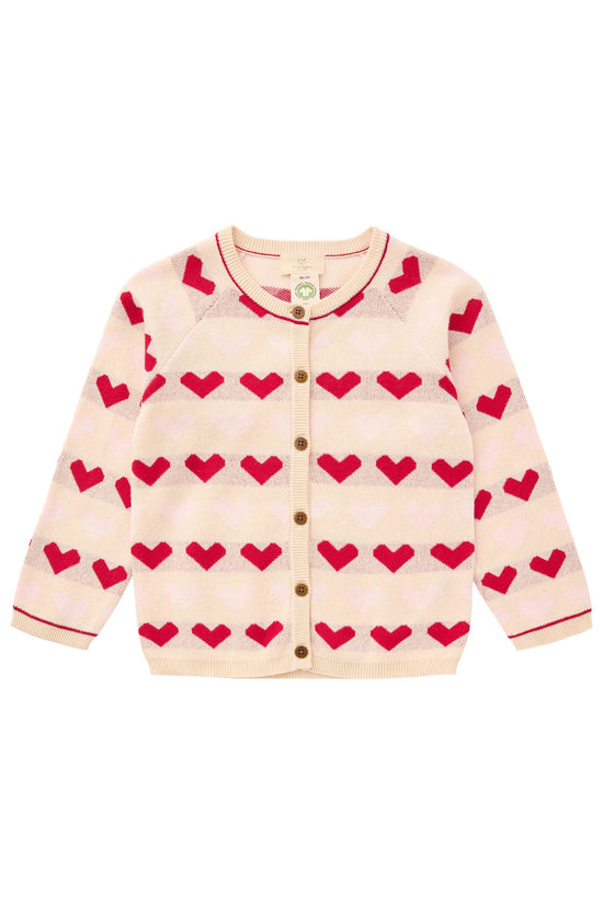Peysa | Knitted Heart Berry & Sky Blue