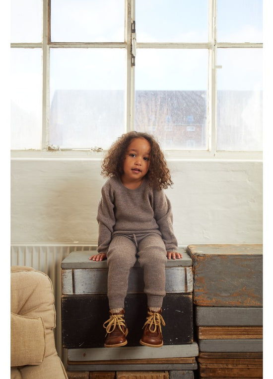 Ullarpeysa | Merino Classic Rib CreamBrown&DustyBlue