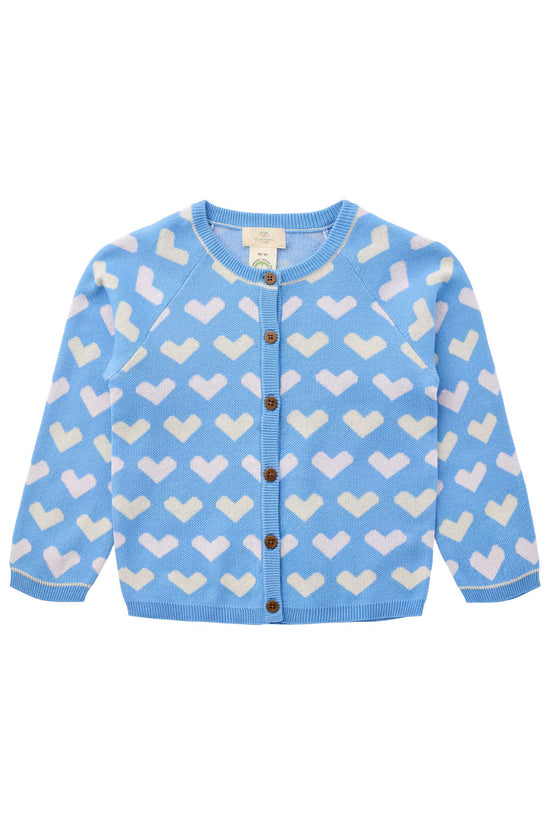 Peysa | Knitted Heart Berry & Sky Blue