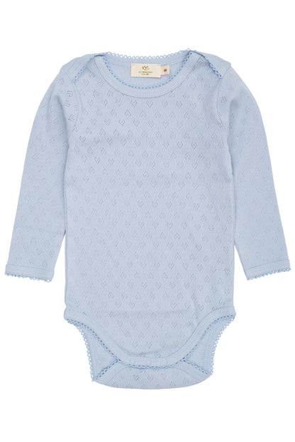 Samfella | Pointelle Heart Lapneck Body LS Dusty Blue