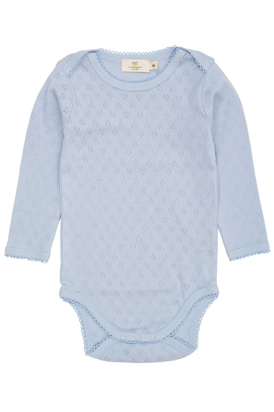 Samfella | Pointelle Heart Lapneck Body LS Dusty Blue