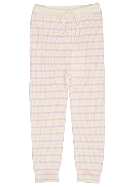 Ullarleggings | Merino Classic Rib CreamLavender&RoseCombi