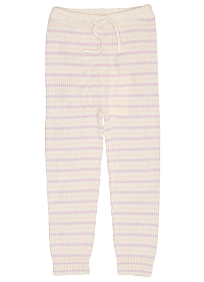 Ullarleggings | Merino Classic Rib CreamLavender&RoseCombi