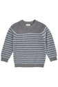 Kasmír Peysa | Cashmere Classic Rib Dusty Blue Stripe