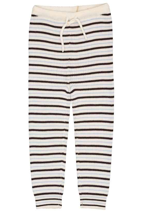 Ullarleggings | Merino Classic Rib CreamBrown&BlueCombi