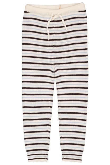 Ullarleggings | Merino Classic Rib CreamBrown&BlueCombi