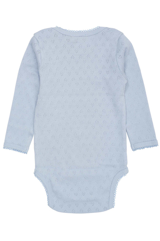 Samfella | Pointelle Heart Lapneck Body LS Dusty Blue