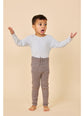 Ullarleggings | Merino Classic Rib CreamBrown&BlueCombi